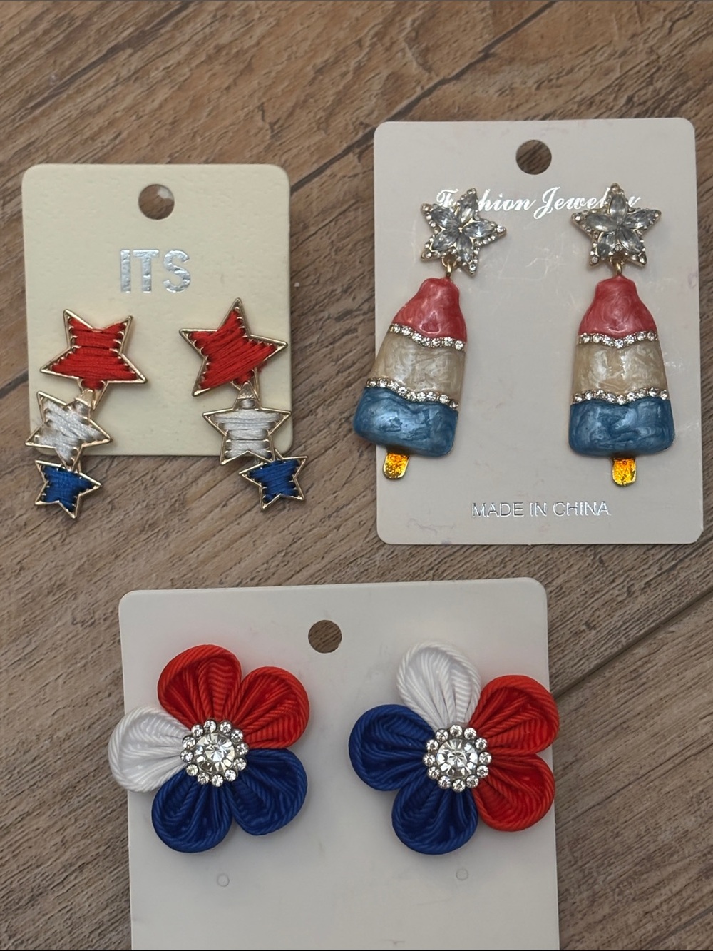 Red White Blue Patriotic Earring Trio